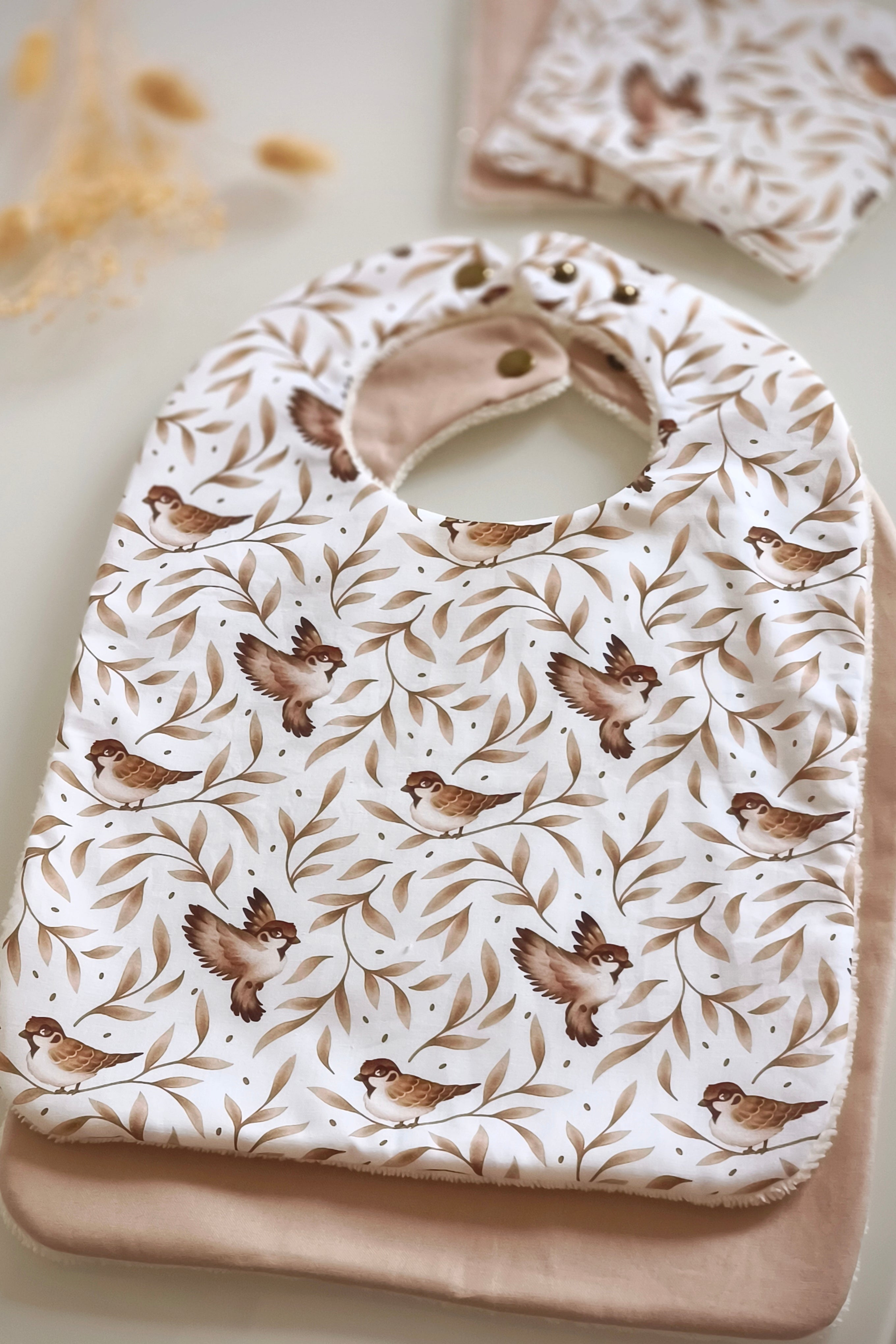 Lot de 3 bavoirs - Oiseaux et brindilles