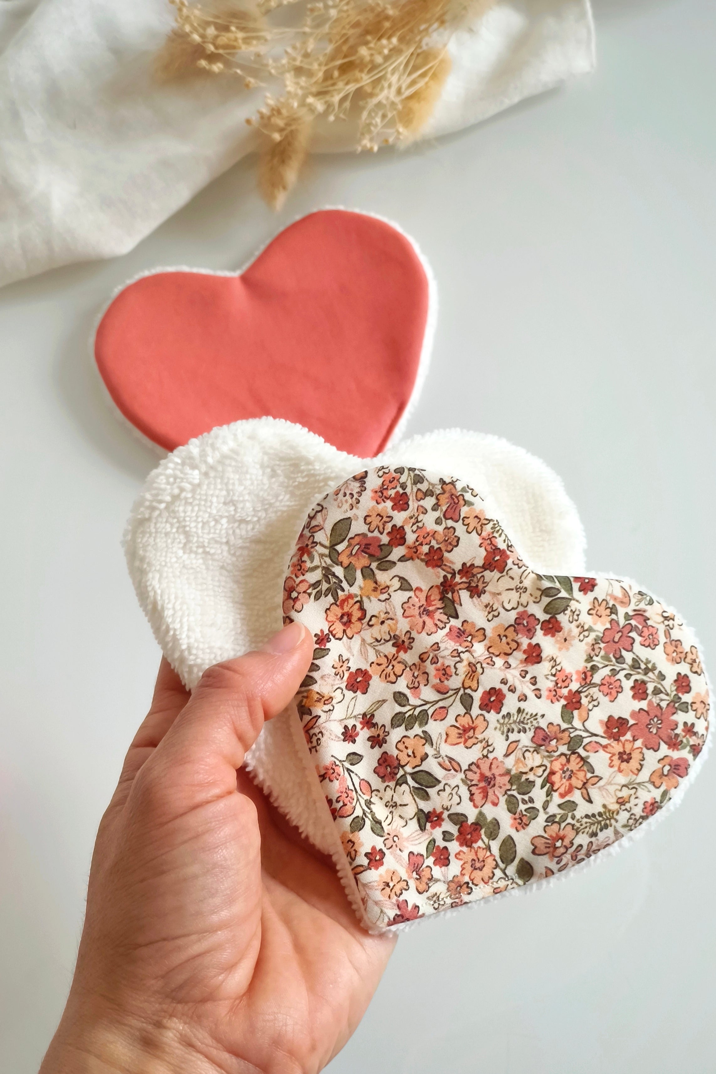 Lot de 3 lingettes réutilisables cœur ❤️