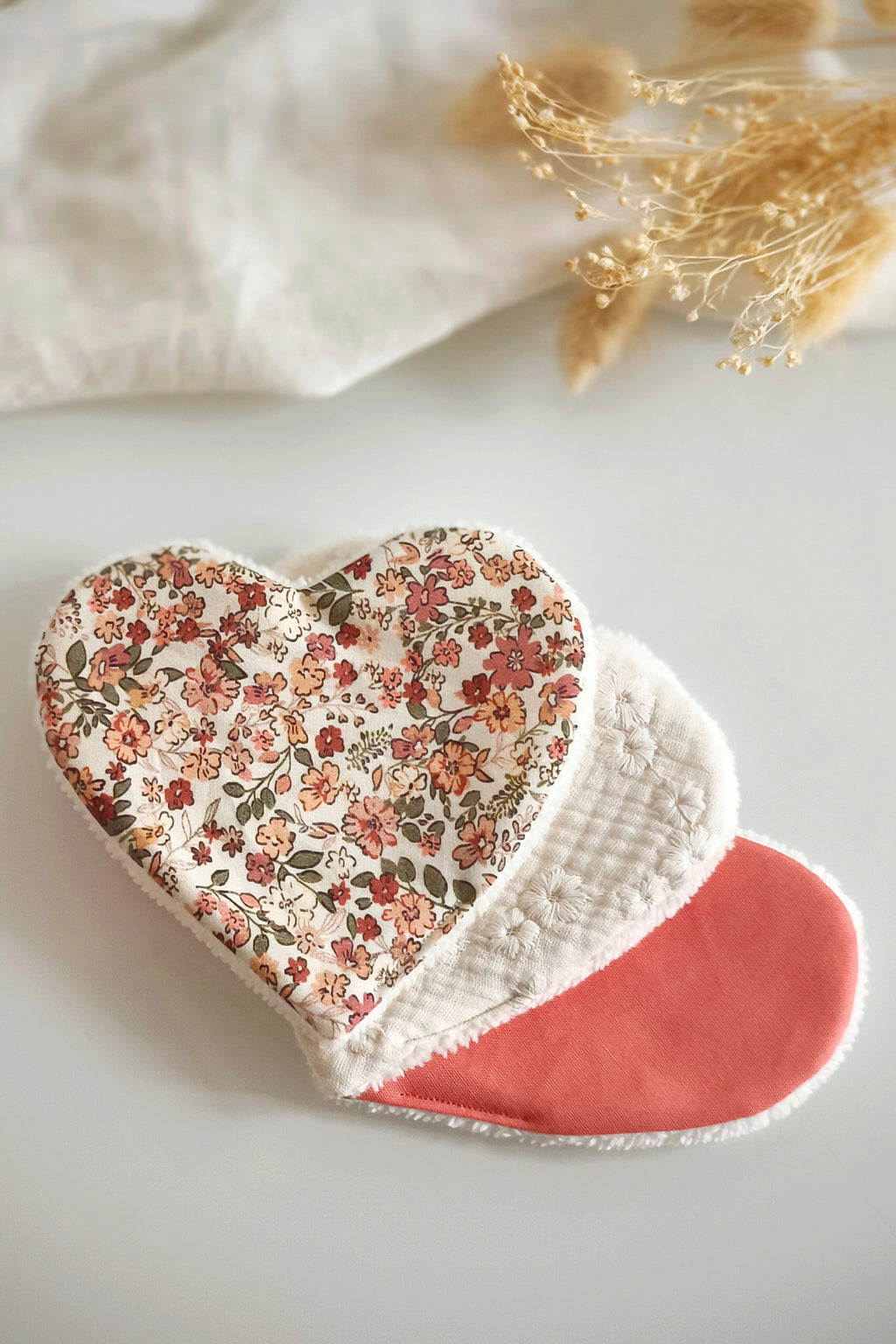 Lot de 3 lingettes réutilisables cœur ❤️
