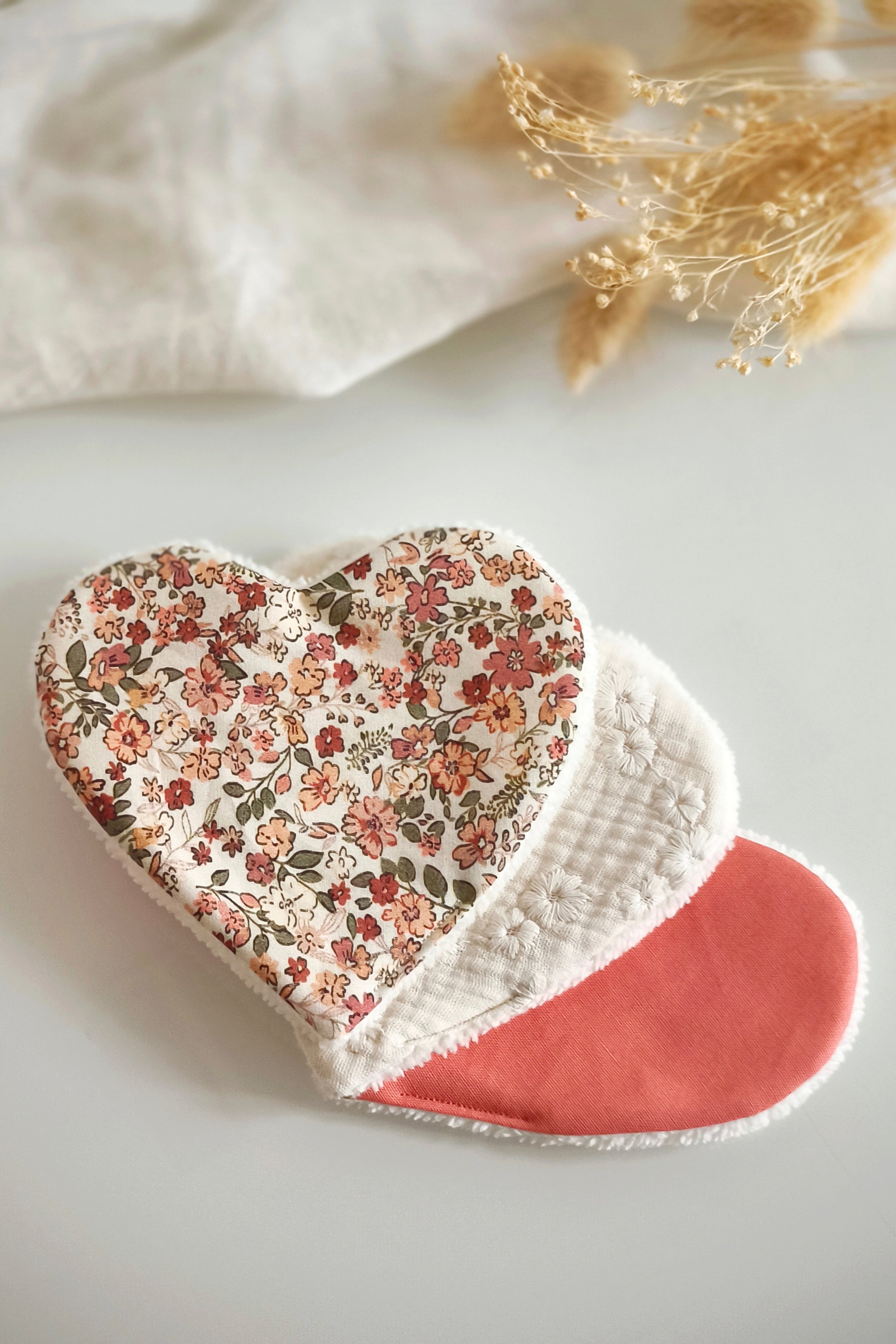 Lot de 3 lingettes réutilisables cœur ❤️