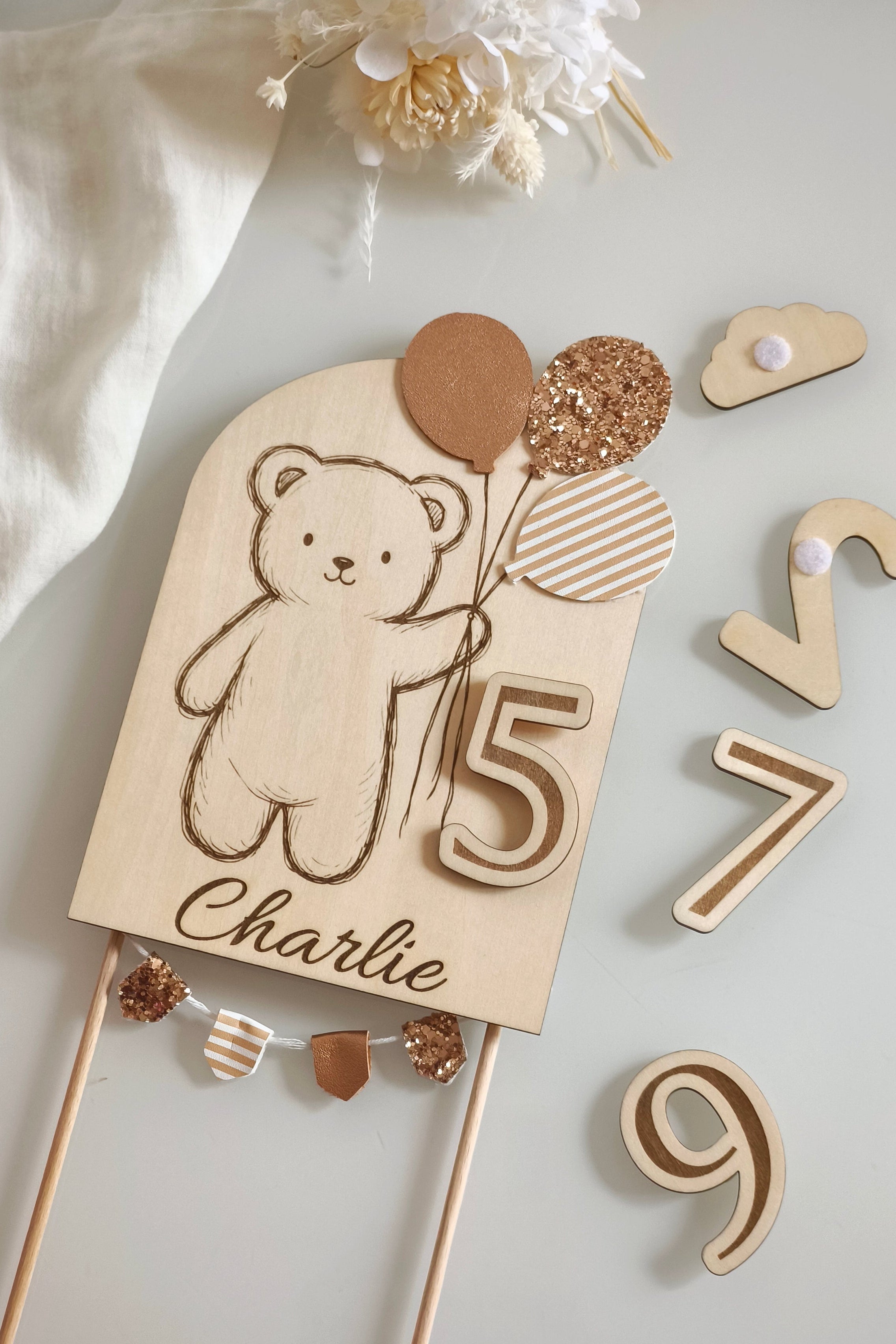 Cake topper évolutif et personnalisable - Nounours