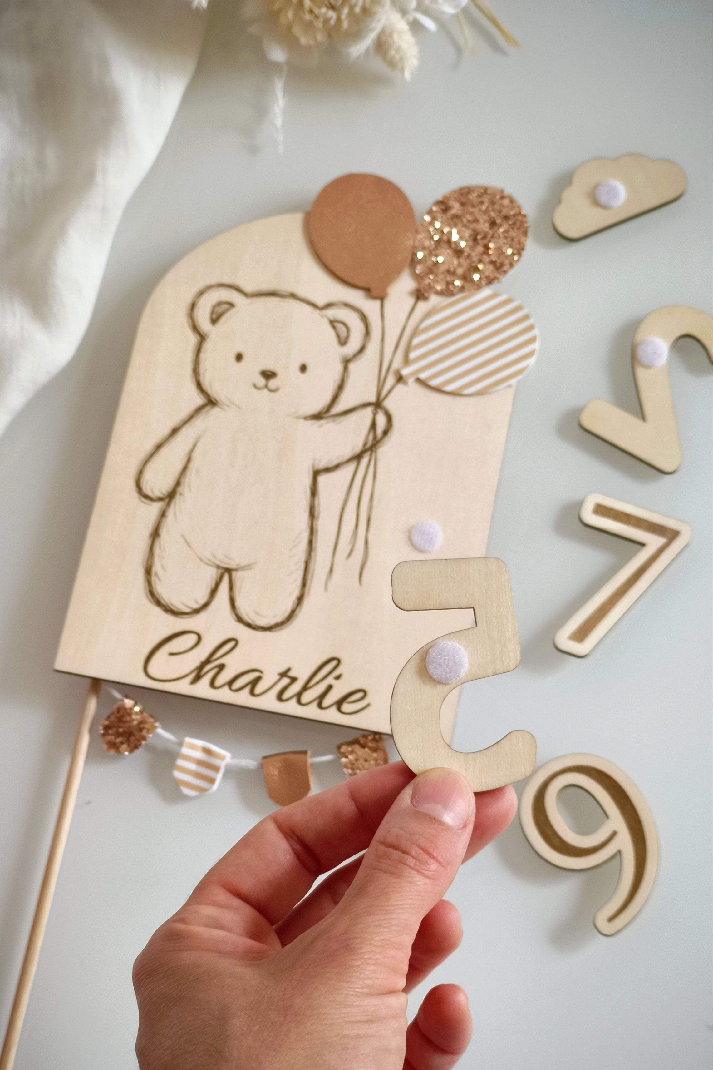 Cake topper évolutif et personnalisable - Nounours
