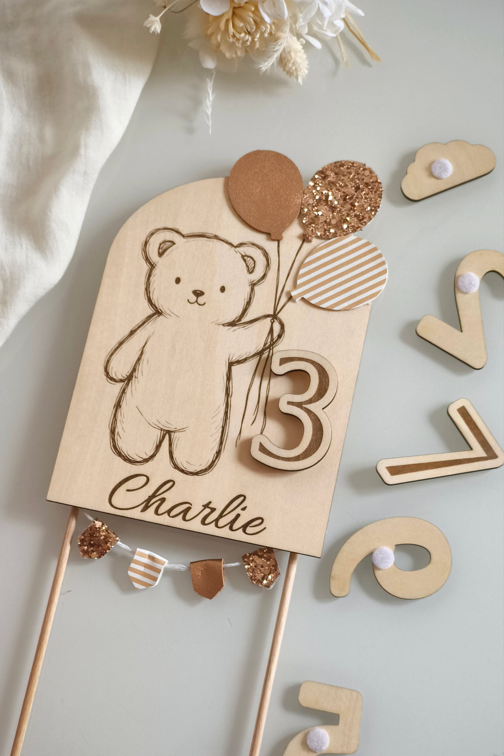 Cake topper évolutif et personnalisable - Nounours