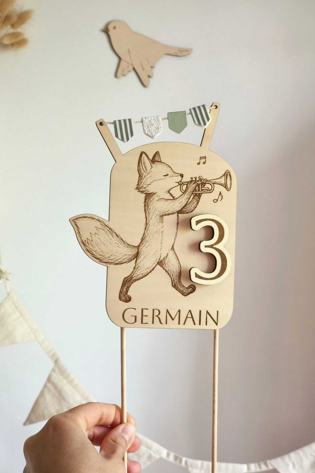 Cake topper réutilisable et personnalisable - Renard