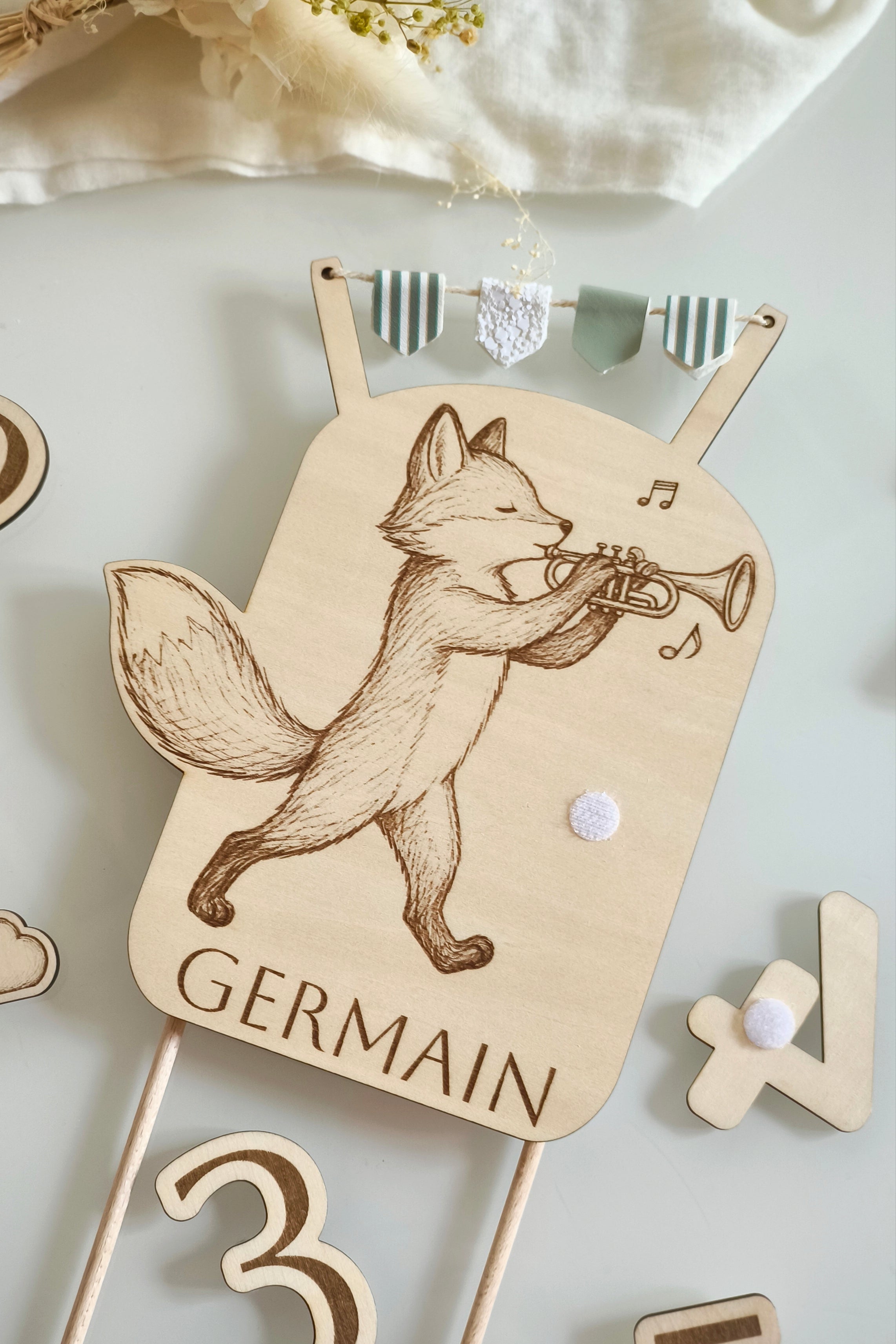 Cake topper réutilisable et personnalisable - Renard
