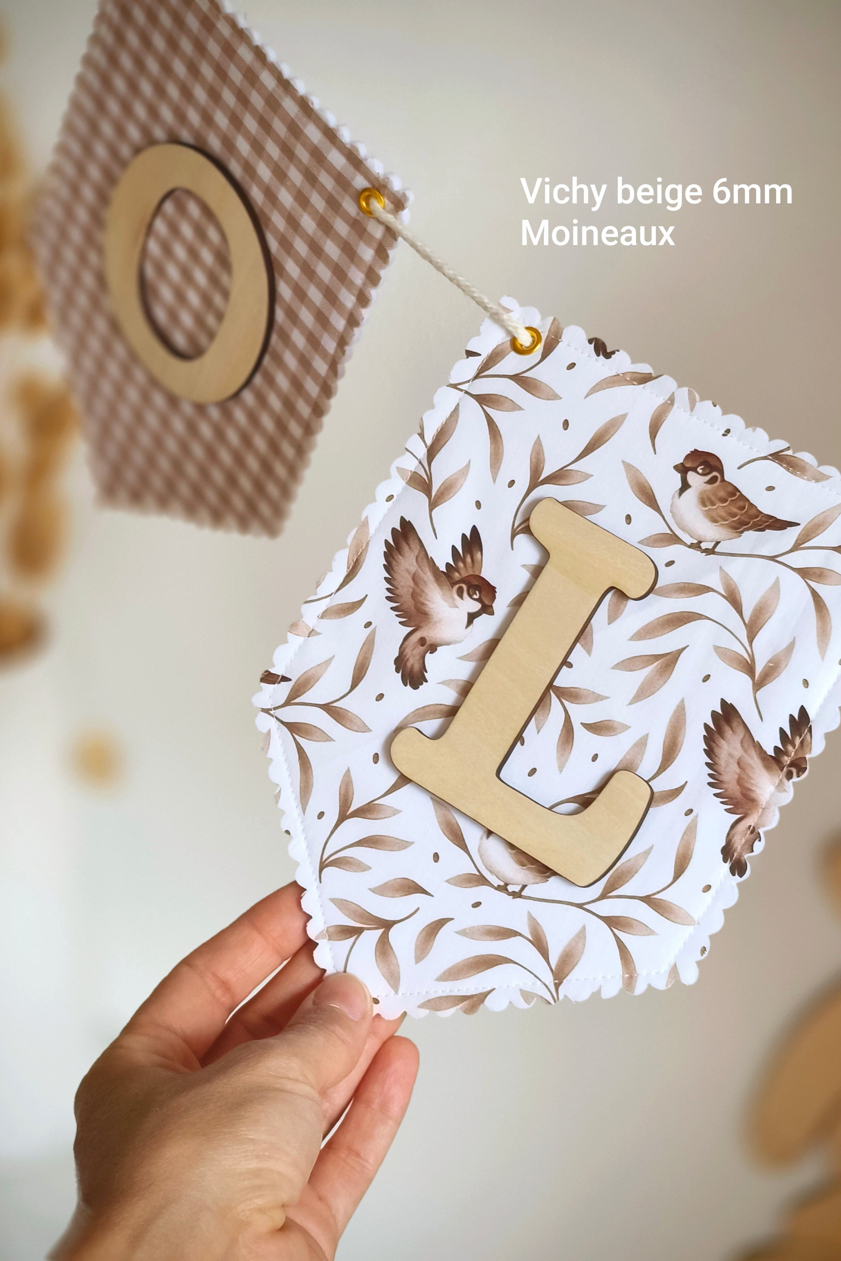Guirlande prénom et tissus personnalisés