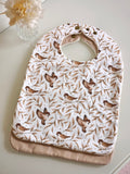 2 Bavoirs Beige Oiseaux