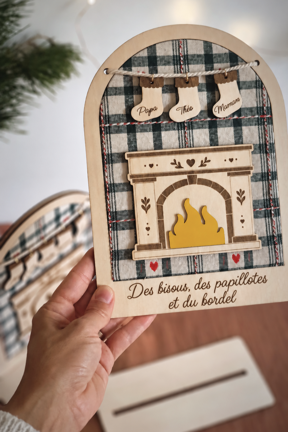 Pancarte personnalisée cheminée & chaussettes