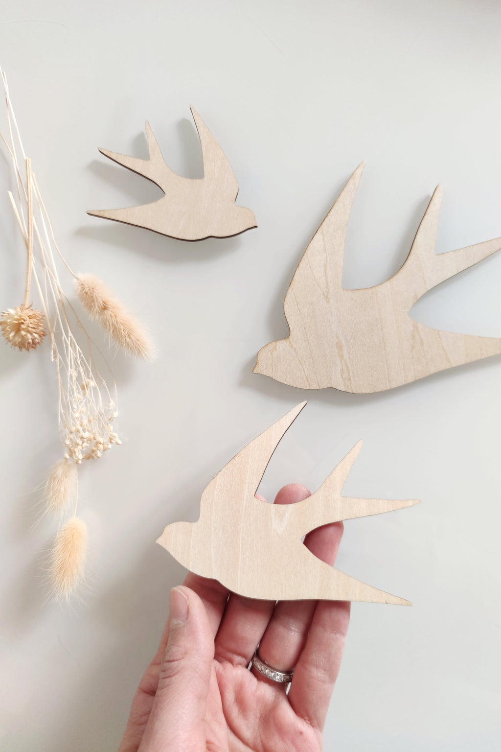 Formes en bois - Hirondelles